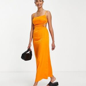 &Other Stories Orange MIDI Dress